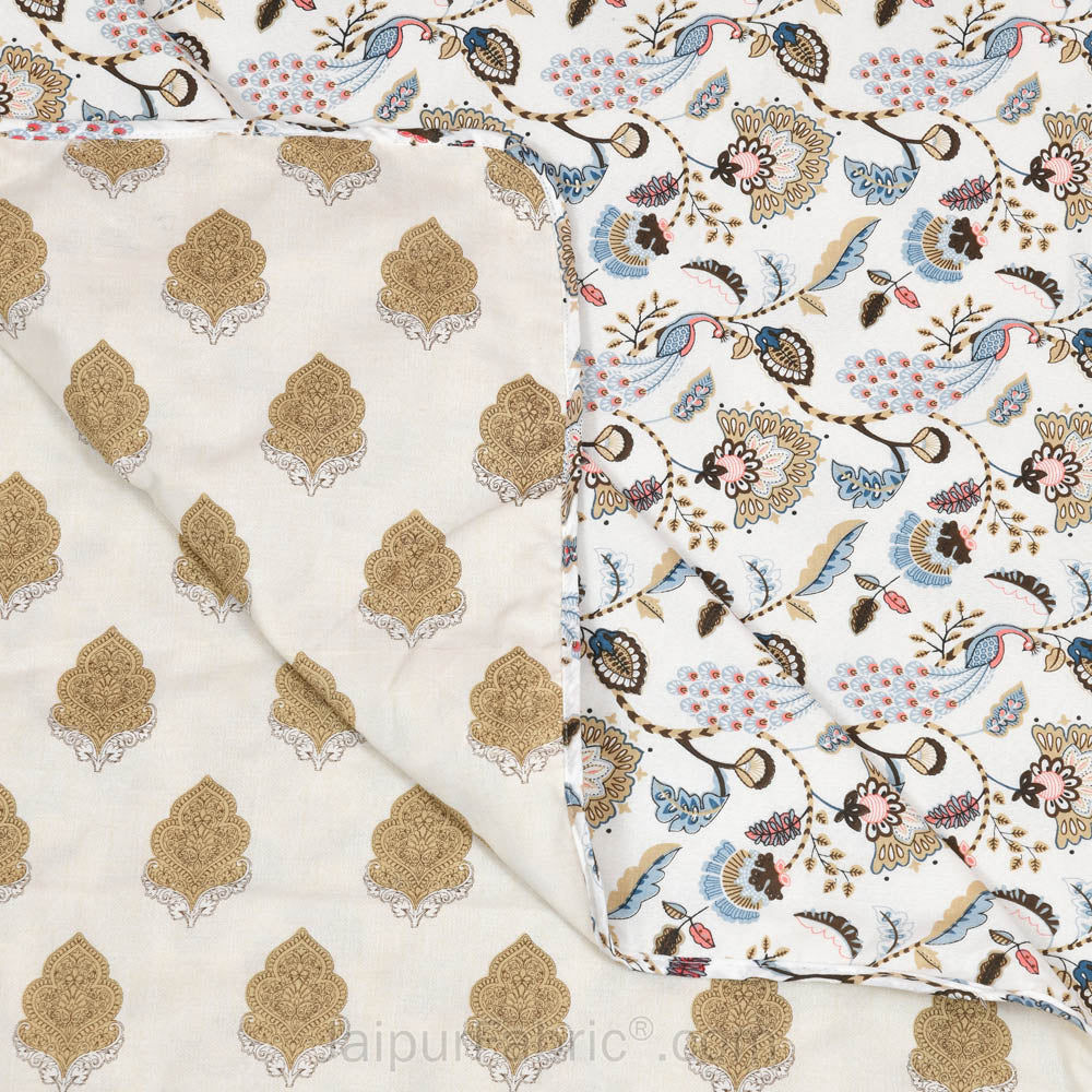 Blue Motifs Pure Cotton Single Bed Dohar